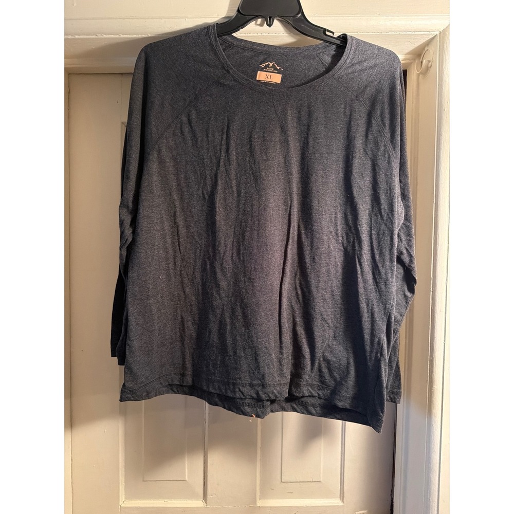 Blue Mountain Womens XL Charcoal Gray Heather Long Sleeve Raglan T-Shirt Top
